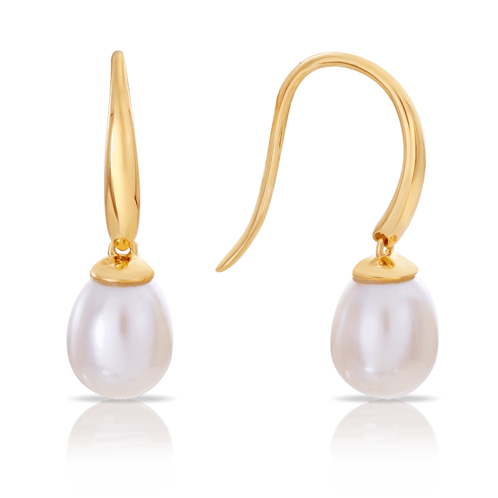 Pearl Drop Earrings in 9ct Yellow Gold