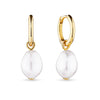 Pearl Drop Huggies in 9ct Yellow Gold