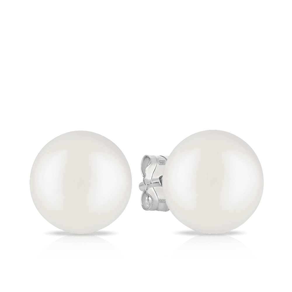 Pearl Stud Earrings set in Sterling Silver - Wallace Bishop