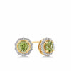 Bluebird™ Peridot & Diamond Halo Stud Earrings in 9ct Yellow Gold
