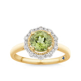 Bluebird™ Peridot & Diamond Halo Ring set in 9ct Yellow Gold