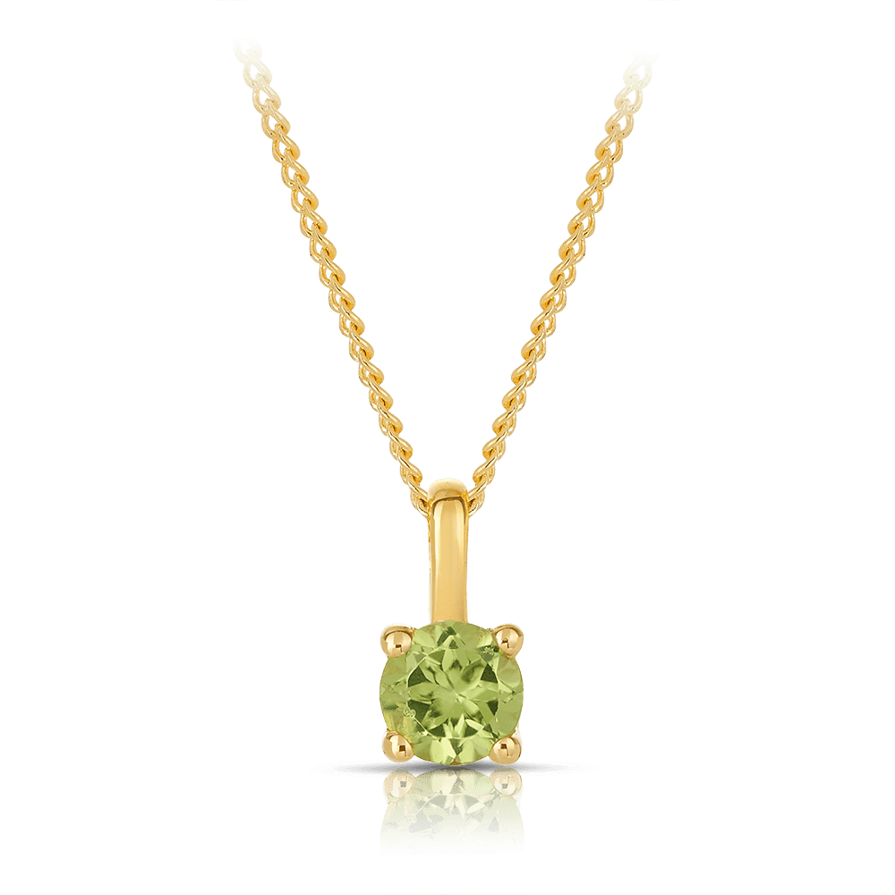 Peridot Round Pendant in 9ct Yellow Gold