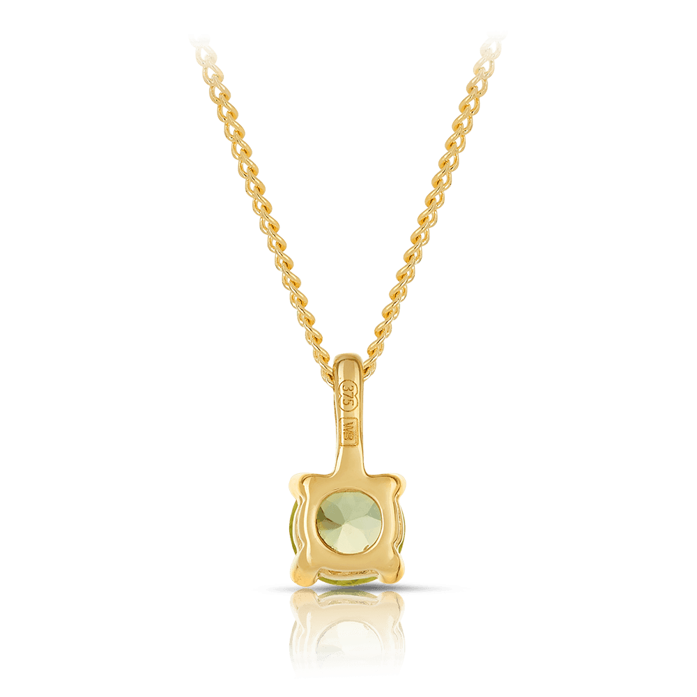 Peridot Round Pendant in 9ct Yellow Gold