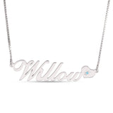 Personalised Name Necklace with Heart Birthstone
