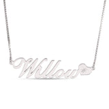 Personalised Name Necklace with Heart Birthstone