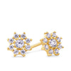 Flower Cubic Zirconia Stud Earrings in 9ct Yellow Gold