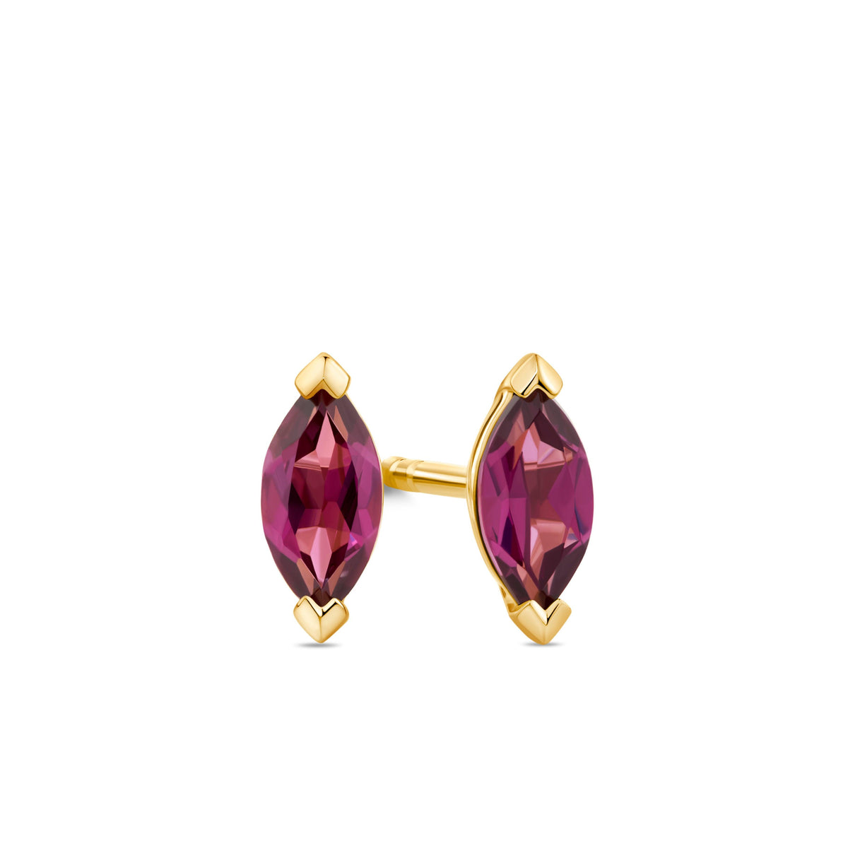 Petite Rhodilite Garnet Marquise Earrings in 9ct Yellow Gold - Wallace Bishop