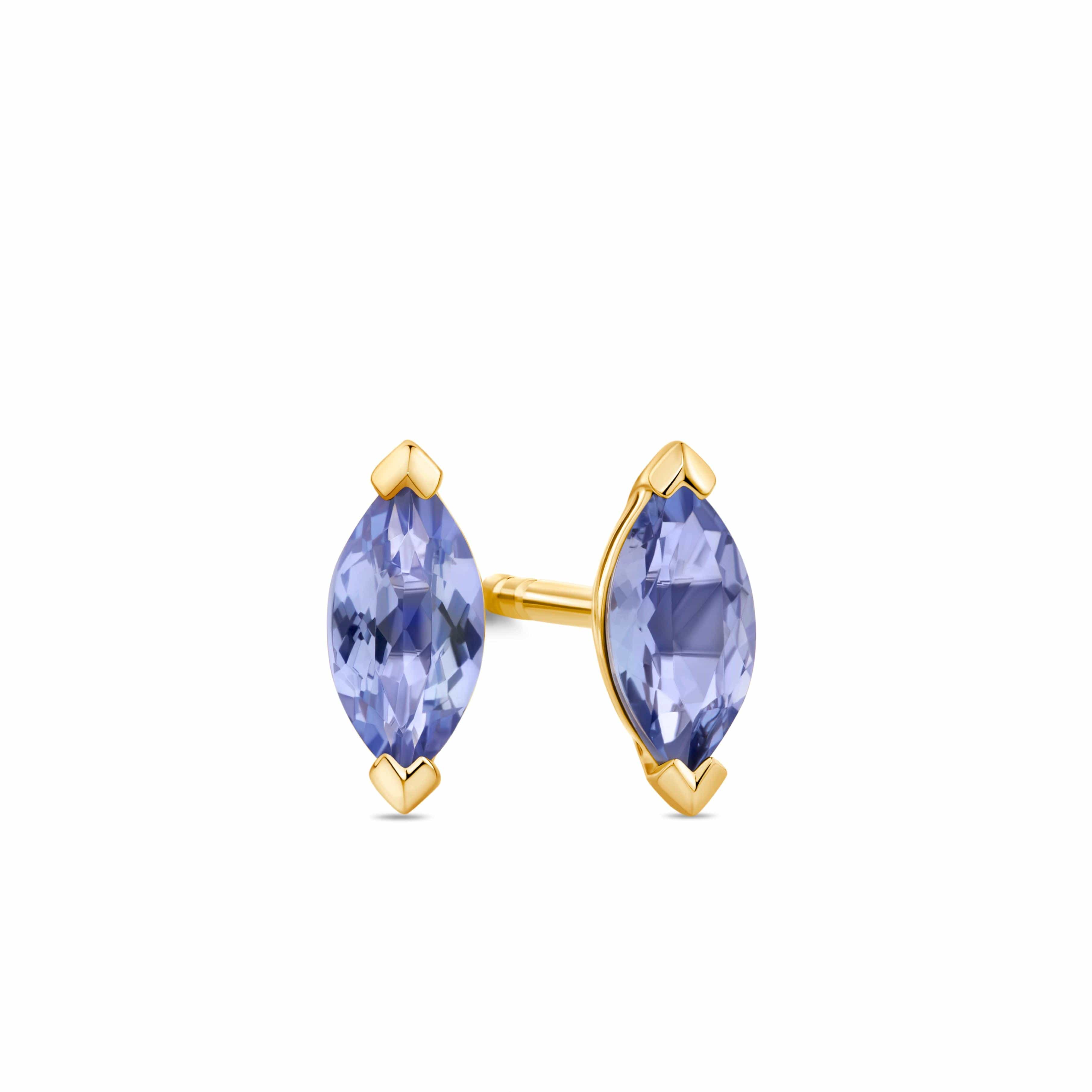 Petite Tanzanite Marquise Earrings in 9ct Yellow Gold