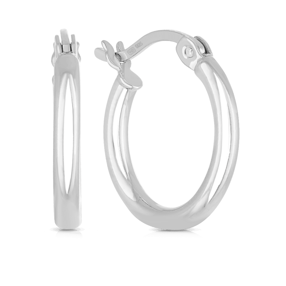 Plain 15mm Hoop Earrings in Sterling Silver