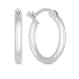 Plain 15mm Hoop Earrings in Sterling Silver