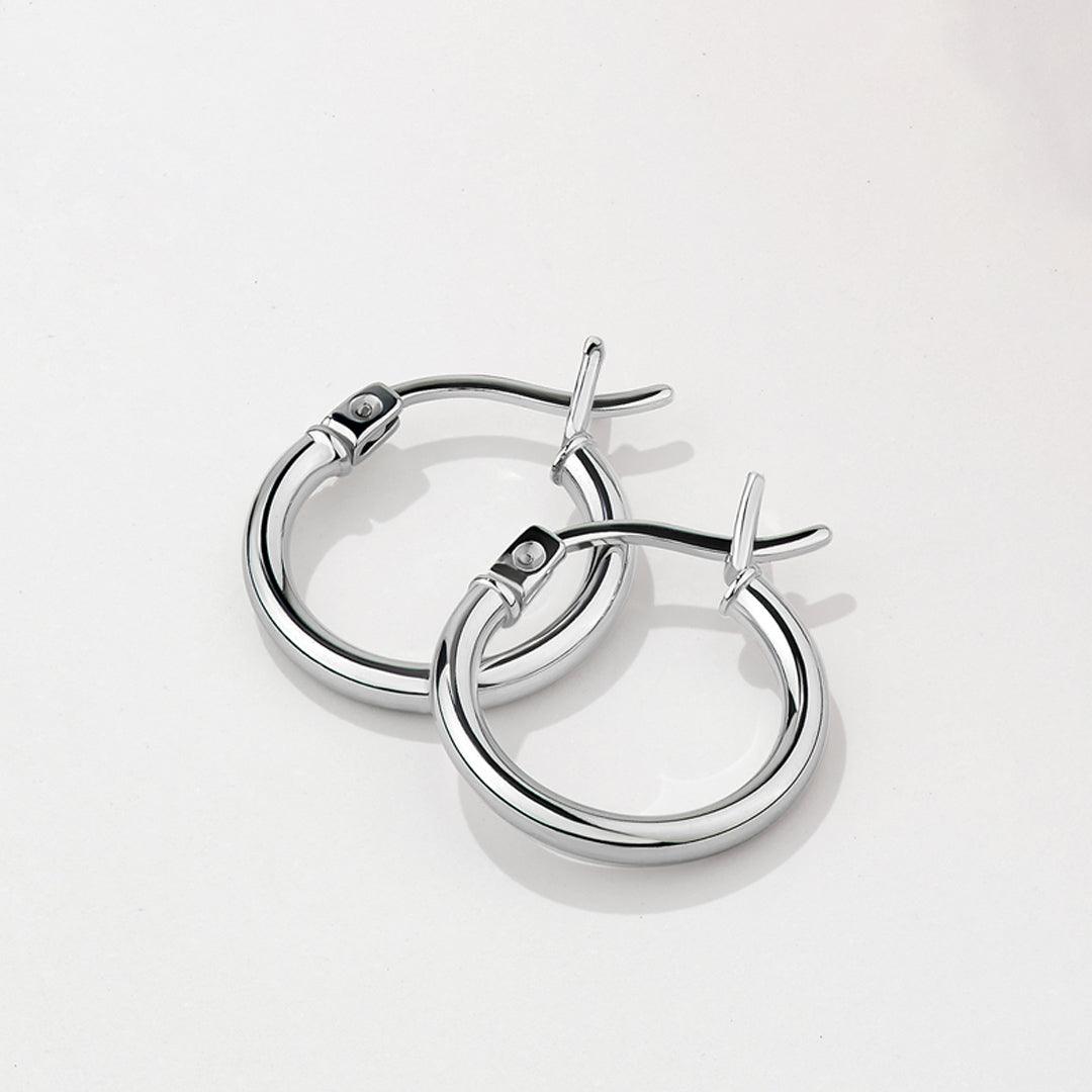 Plain 15mm Hoop Earrings in Sterling Silver