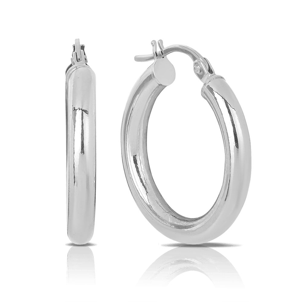 Plain Hoop Earrings in 9ct White Gold - Wallace Bishop