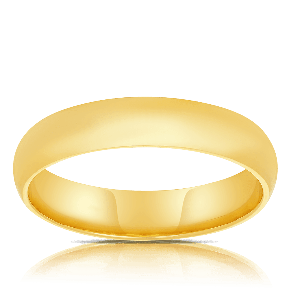 Polished High Dome Wedder Ring in 9ct Yellow Gold