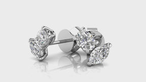0.60ct TDW Marquise and Oval-Cut 'Toi et Moi' Lab Grown Diamond Stud Earrings in 9ct White Gold
