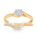 0.20ct TW Princess Cut Diamond Halo Engagement & Wedding Bridal Set Rings in 9ct Yellow Gold