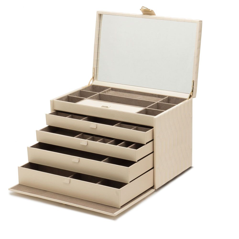 Wolf Caroline Extra Large Jewellery Case Ivory 329553