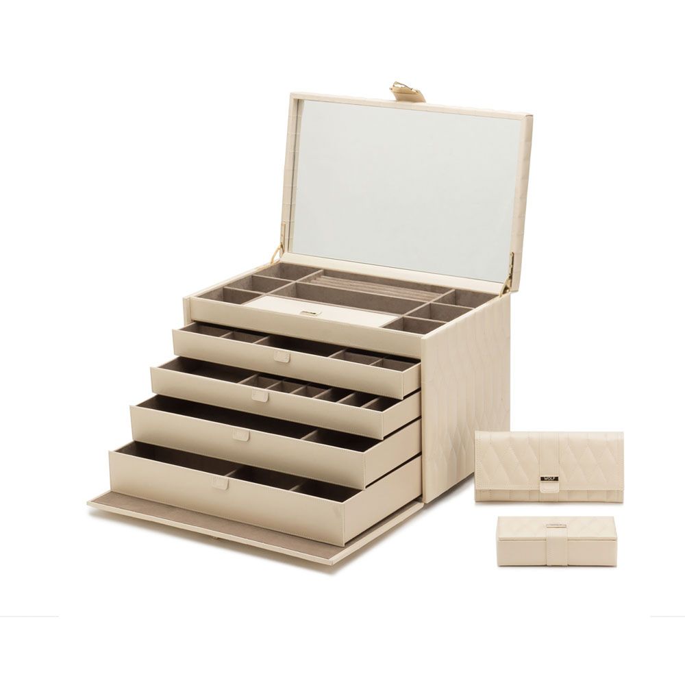 Wolf Caroline Extra Large Jewellery Case Ivory 329553