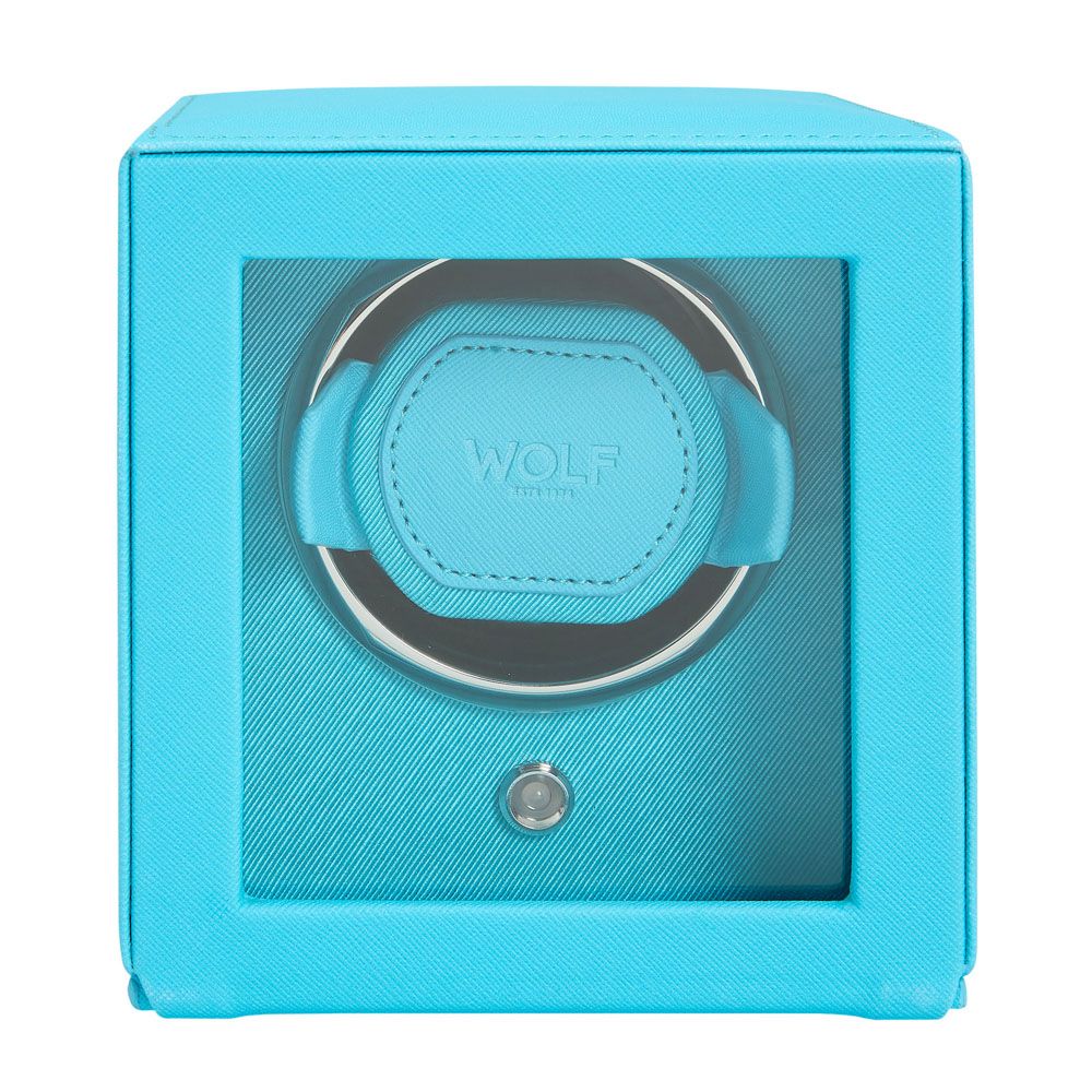 Wolf Cub Single Watch Winder with Cover Turquoise 461124