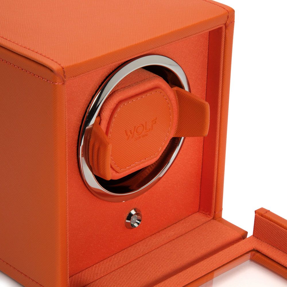 Wolf Cub Single Watch Winder With Cover Orange 461139