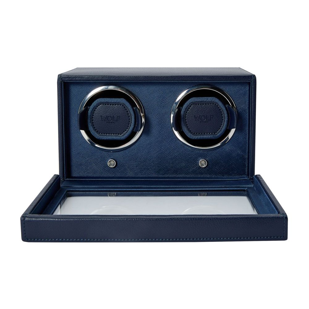 Wolf Cub Double Watch Winder With Cover Navy 461217