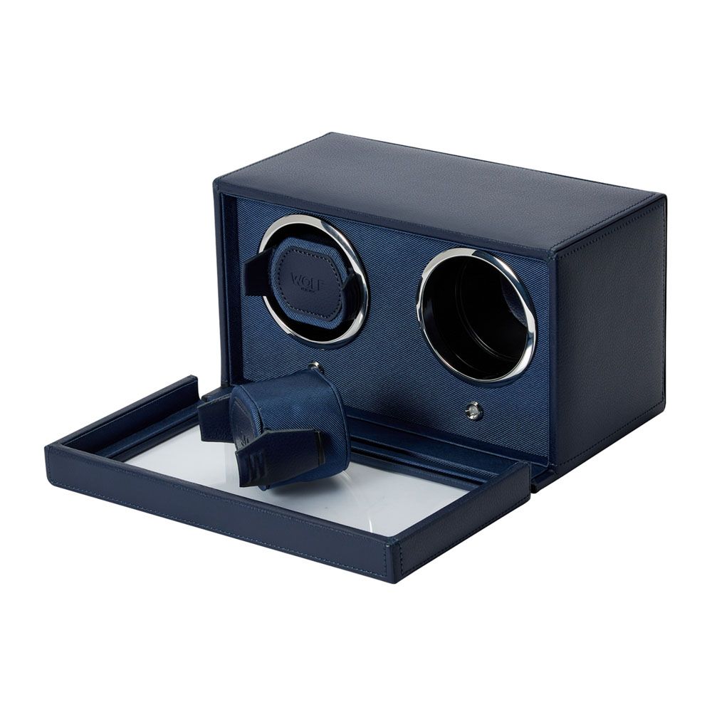 Wolf Cub Double Watch Winder With Cover Navy 461217