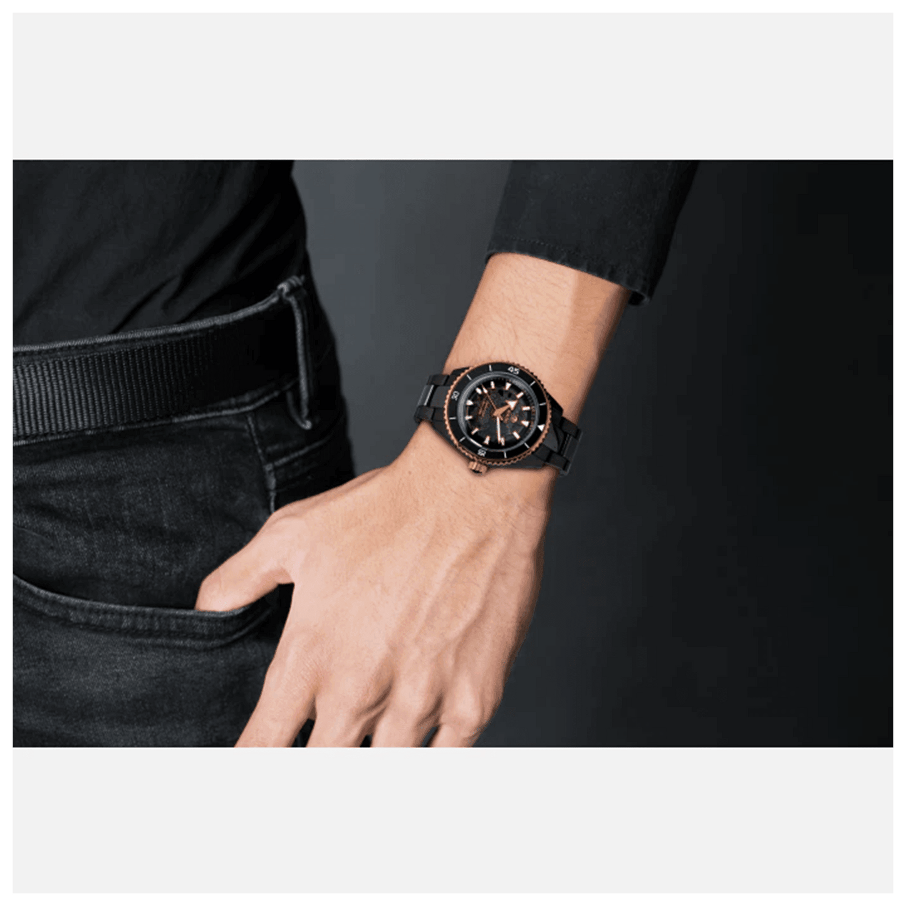 Rado Captain Cook Men's 43mm High-Tech Ceramic Rose Gold & Black Skeleton Automatic Watch R32127162 - Wallace Bishop