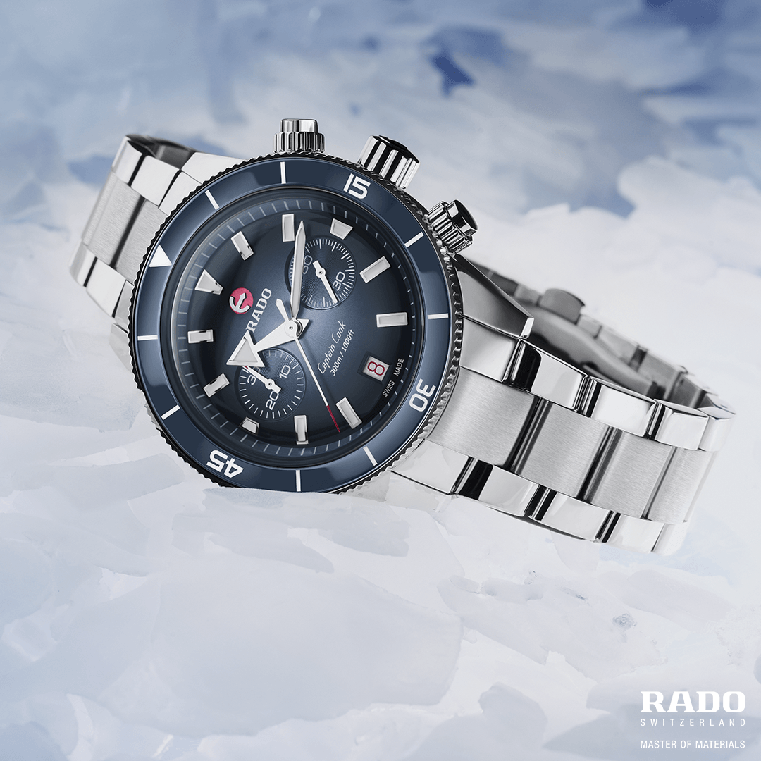 Rado Captain Cook Men's 43mm Stainless Steel Automatic Chronograph Watch R32 145 208 - Wallace Bishop