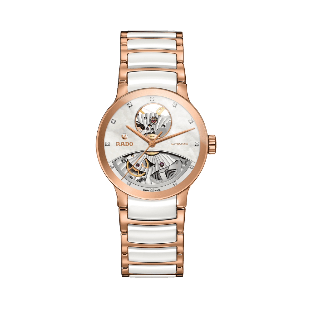 Rado Centrix Women's 33mm Ceramic & Rose Gold Open Heart Automatic Watch R30248902 - Wallace Bishop