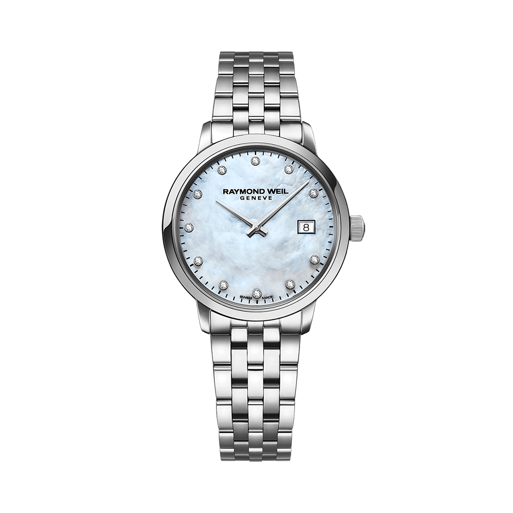 Raymond Weil Toccata Ladies White Mother-of-Pearl Diamond Quartz Watch 29mm 5985-ST-97081