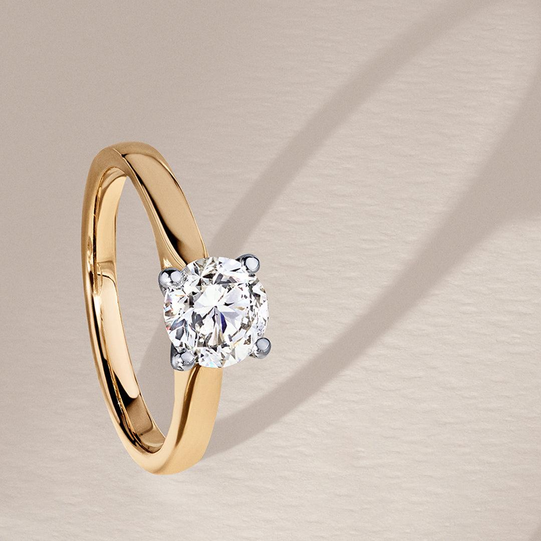 Rendition 1.00ct Diamond Solitaire Engagement Ring in 9ct Yellow & White Gold