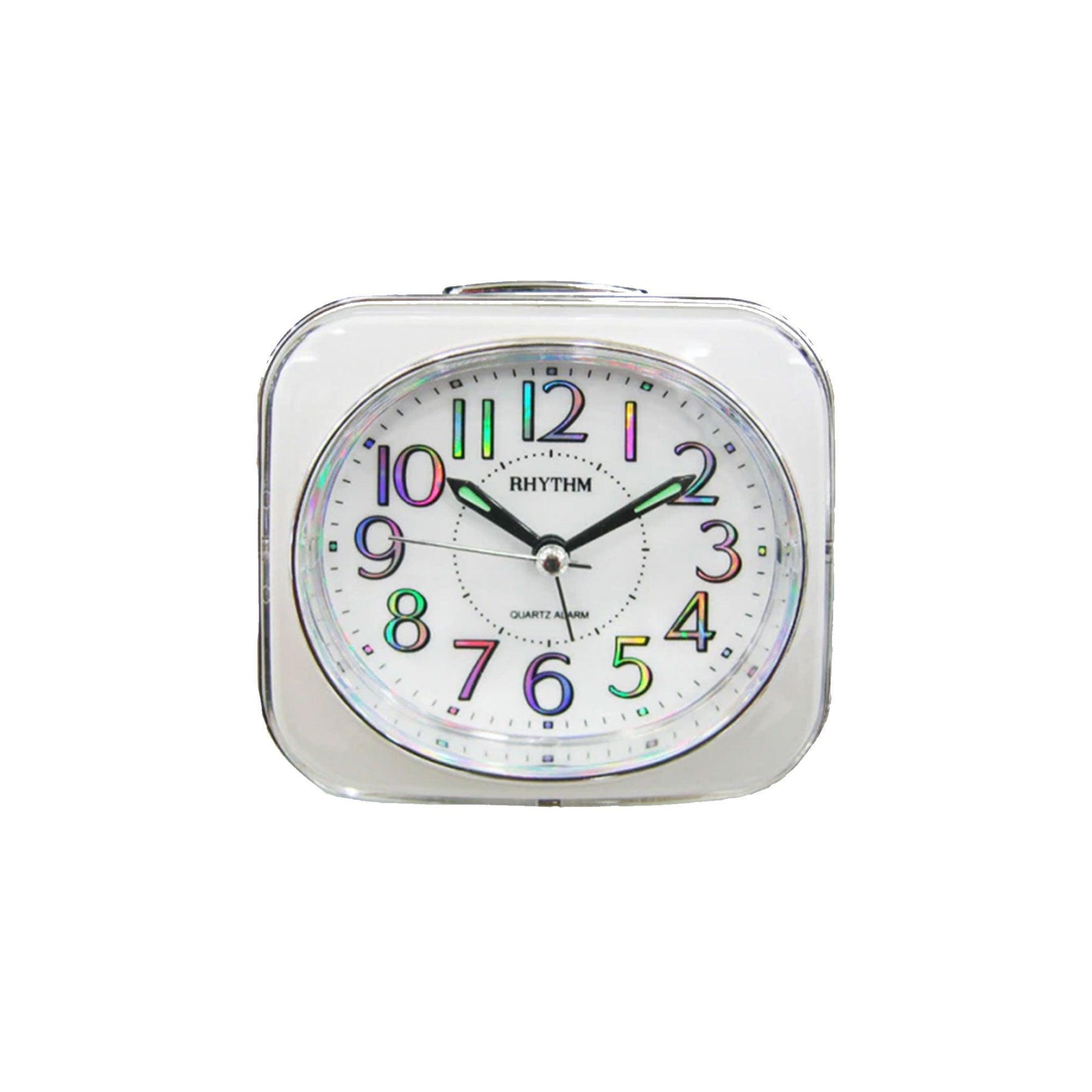 Rhythm Resin Quartz Alarm Clock Watch White Dial CRF801NR03 - Wallace Bishop