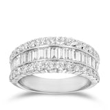 Round Brilliant Cut & Baguette Diamond Ring in 18ct White Gold