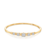 Round Brilliant Cut Cluster Diamond Oval Bangle in 9ct Yellow Gold
