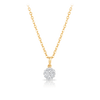 Round Brilliant Cut Diamond Cluster Pendant in Yellow Gold on a chain