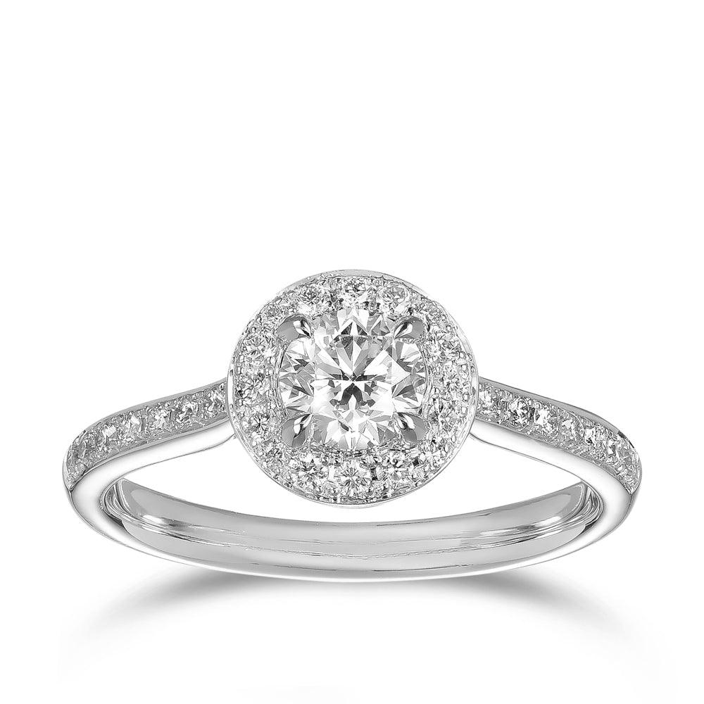 Round Brilliant Cut Diamond Engagement Ring in 18ct White Gold TDW 0.772 - Wallace Bishop