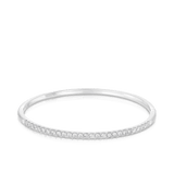 Round Brilliant Cut Diamond Oval Bangle in 9ct White Gold