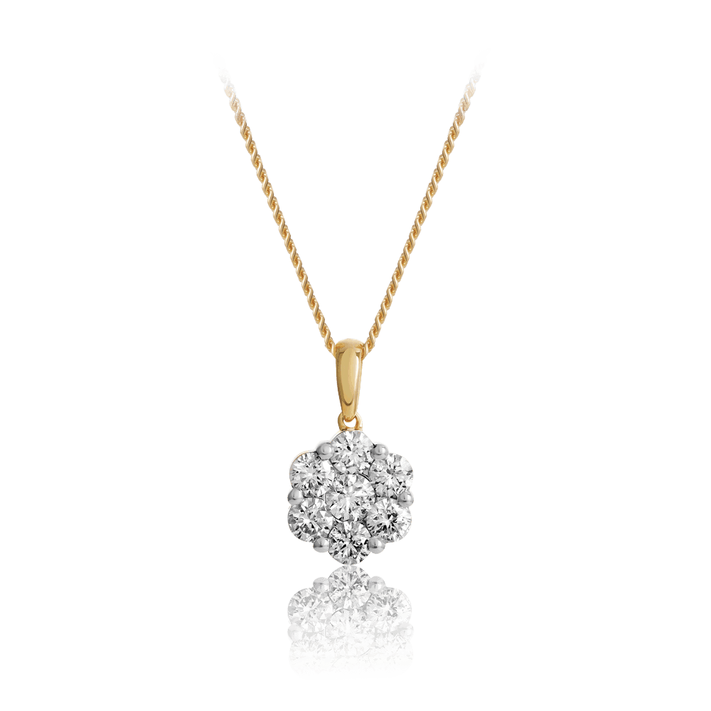 Round Brilliant Cut Diamond Pendant in 9ct Yellow Gold