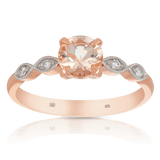 Round Brilliant Cut Morganite & Diamond Ring in 9ct Rose and White Gold