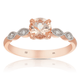 Round Brilliant Cut Morganite & Diamonds Ring in 9ct Rose Gold - Wallace Bishop