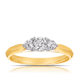 0.50ct TW Round Brilliant Cut Three Stone Diamond Engagement Ring in 18ct Yellow and White Gold