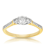 0.50ct TW Diamond Three Stone Engagement Ring in 9ct Yellow & White Gold - Wallace Bishop