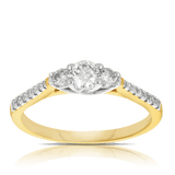 0.50ct TW Diamond Three Stone Engagement Ring in 9ct Yellow & White Gold