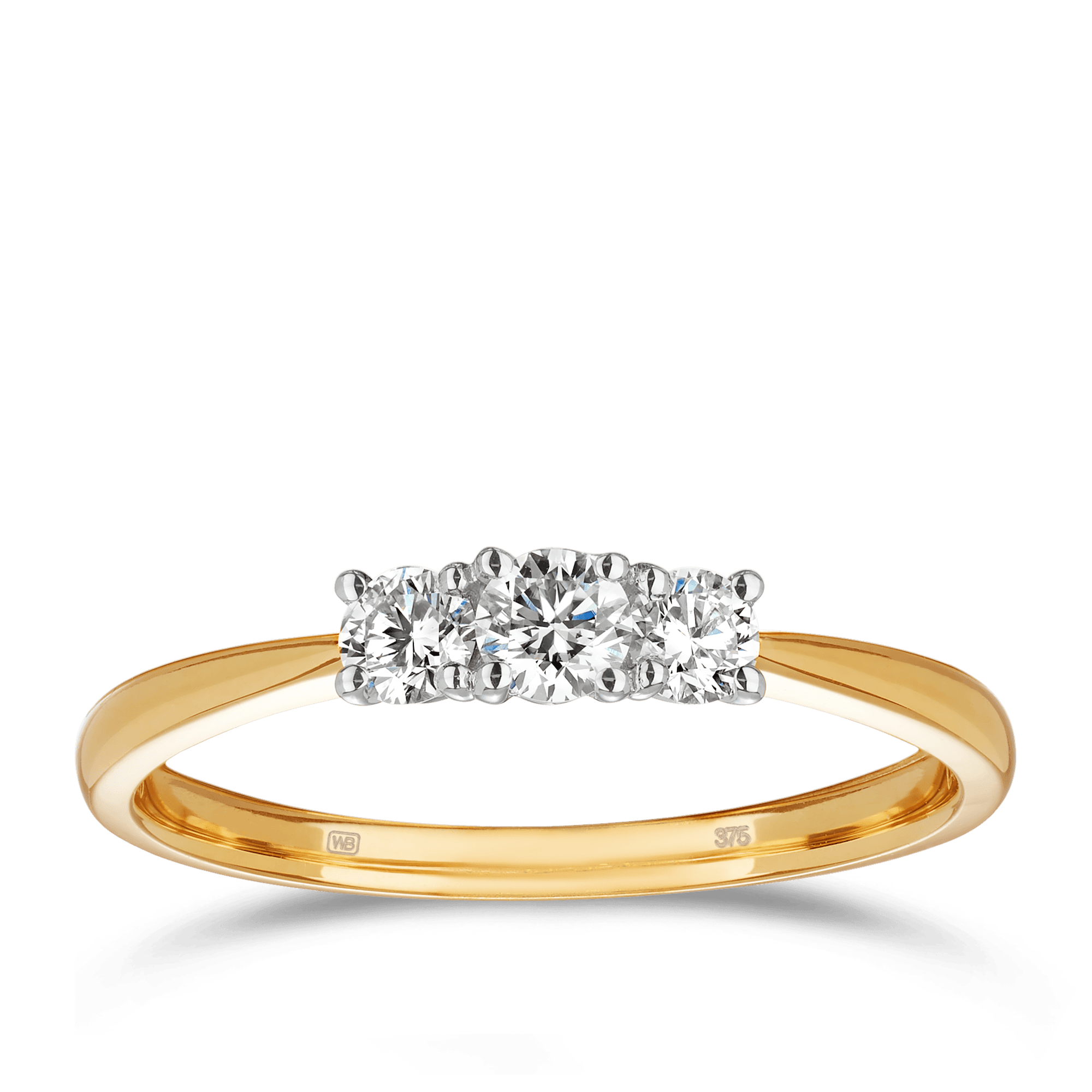 0.35ct TW Diamond Three Stone Engagement Ring in 9ct Yellow Gold