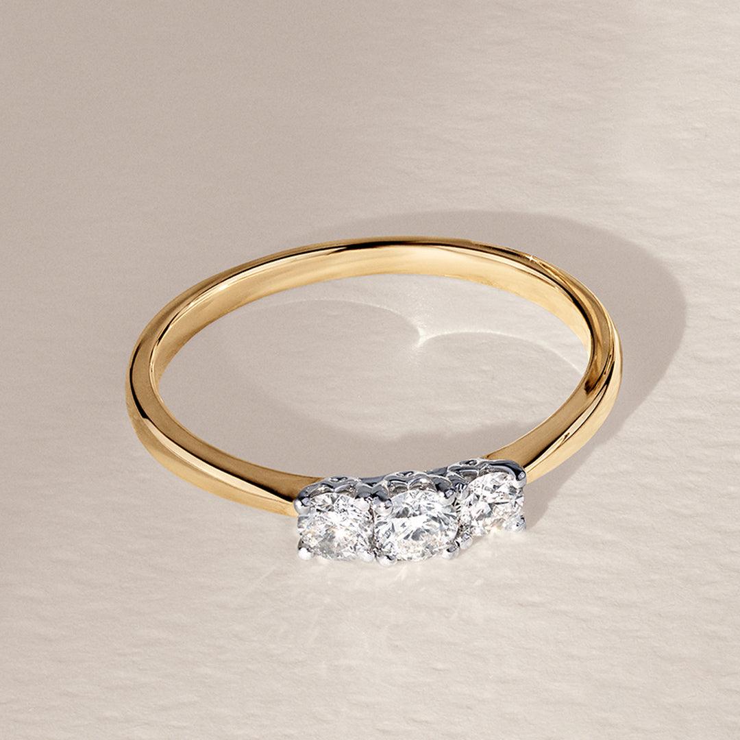0.35ct TW Diamond Three Stone Engagement Ring in 9ct Yellow Gold