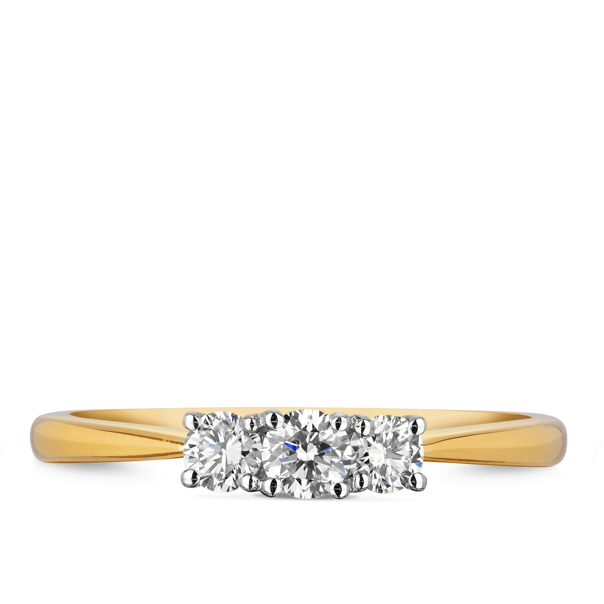 Round Brilliant Diamond Three Stone Engagement Ring in 9ct Yellow Gold TDW 0.35ct - Wallace Bishop