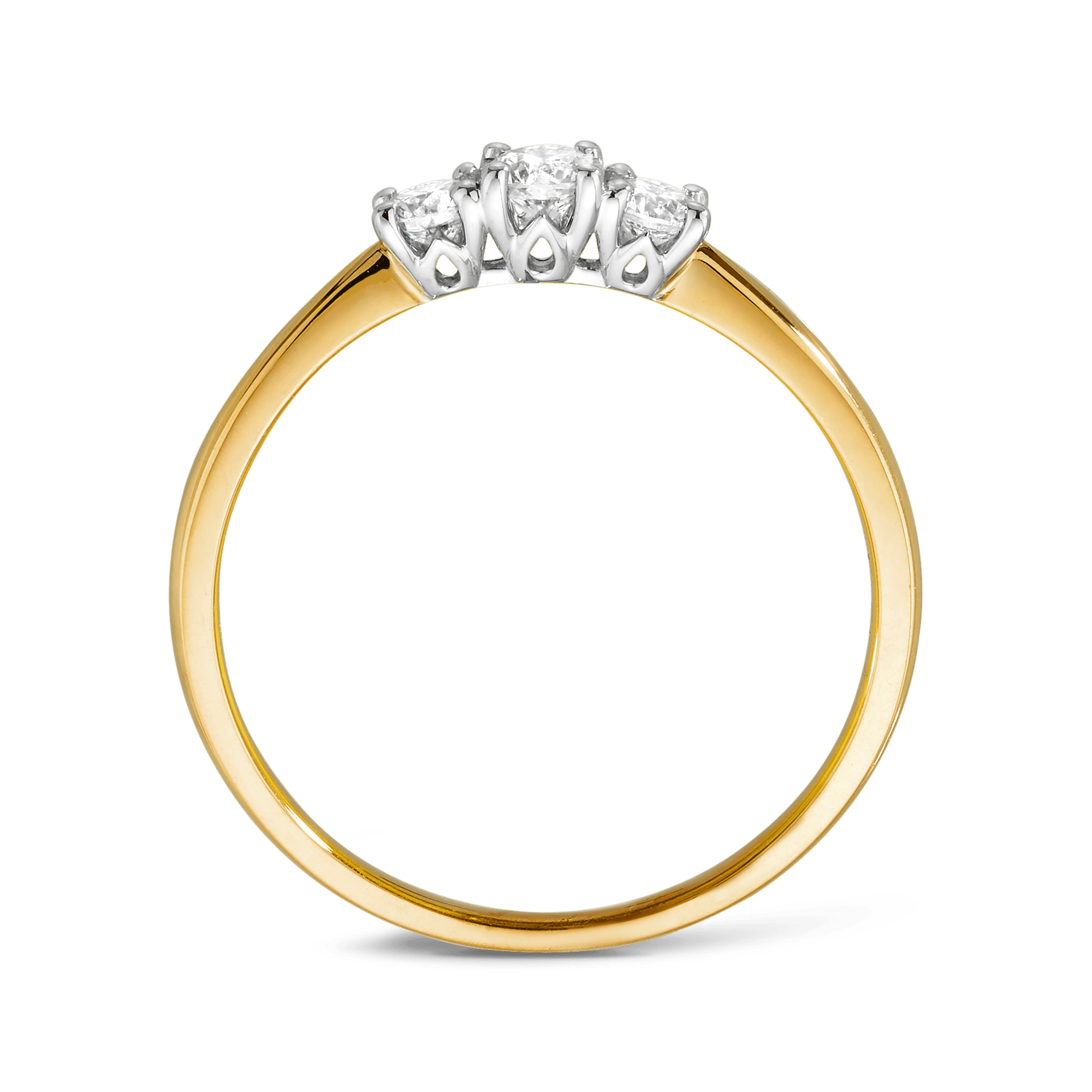 Round Brilliant Diamond Three Stone Engagement Ring in 9ct Yellow Gold TDW 0.35ct - Wallace Bishop