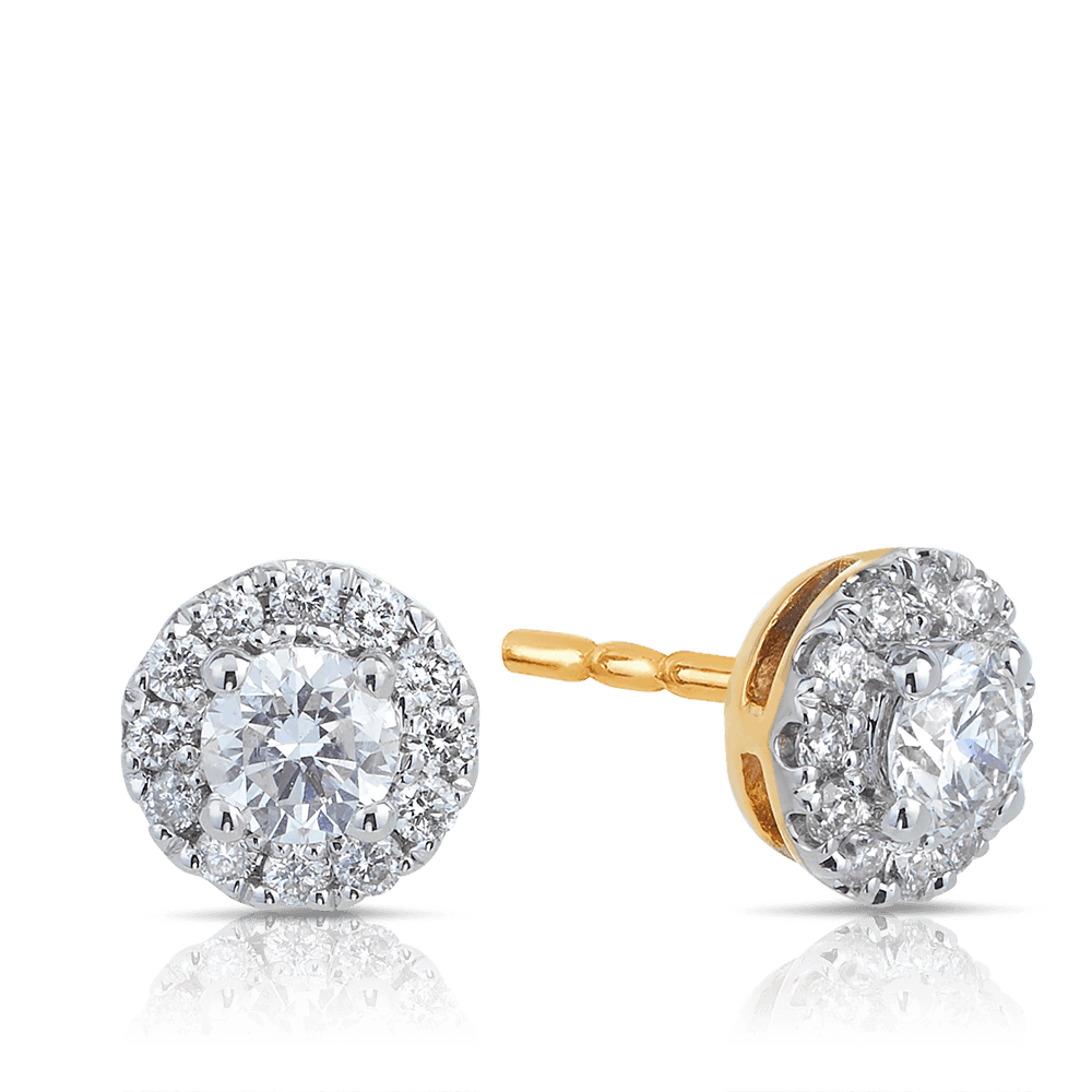 Gold earrings single stone deals