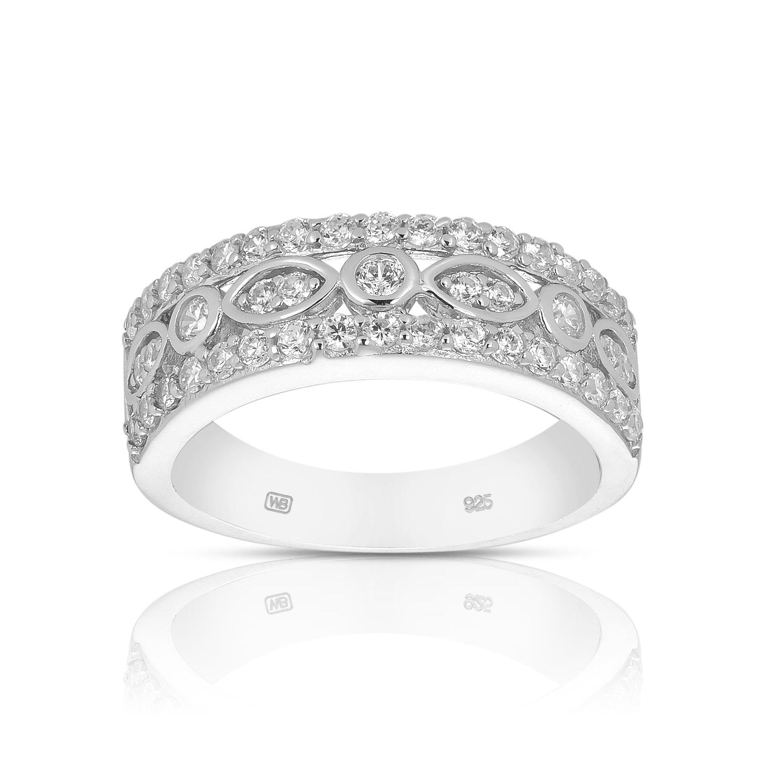 Round Cubic Zirconia Ring in Sterling Silver - Wallace Bishop