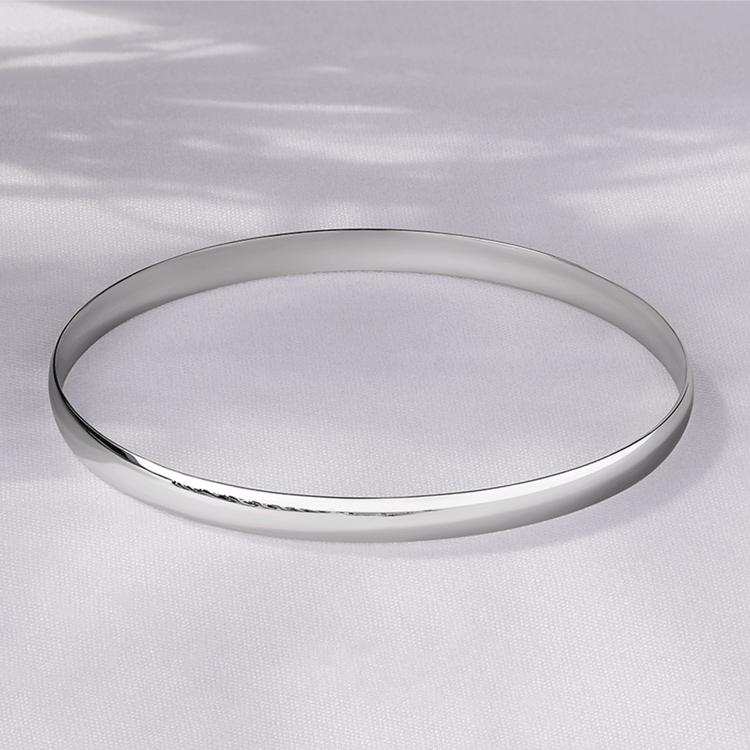 Round Edge Sterling Silver Bangle - Wallace Bishop