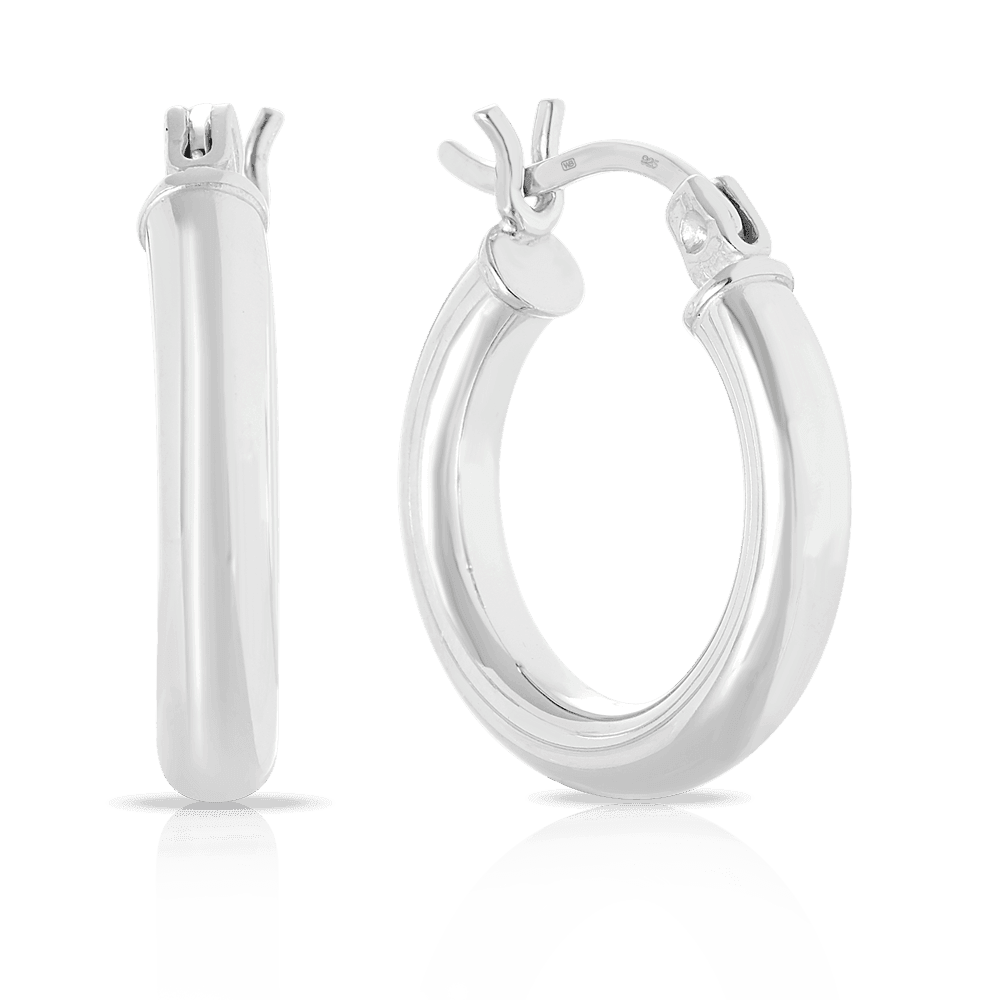 Round Hoop Earrings in Sterling Silver